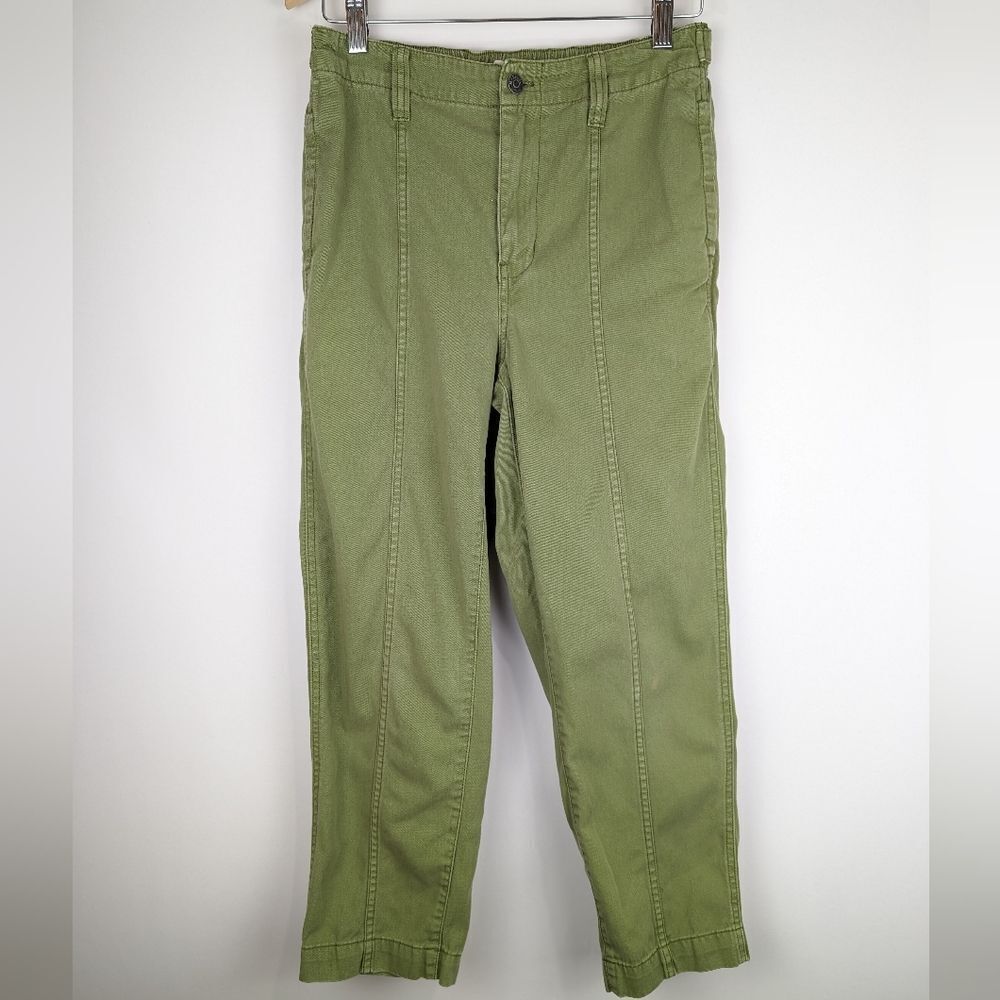 Madewell Green Seamed Pull-On Tapered Chino Trouser Pants Size Small Adjustable